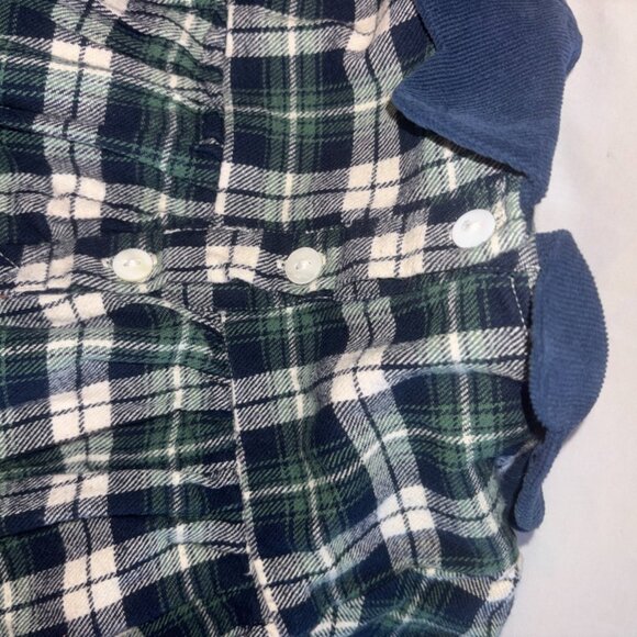 Cecil and Lou Girls Navy Green Plaid Corduroy Collar Blouse Holiday Prep 3T - Picture 13 of 14